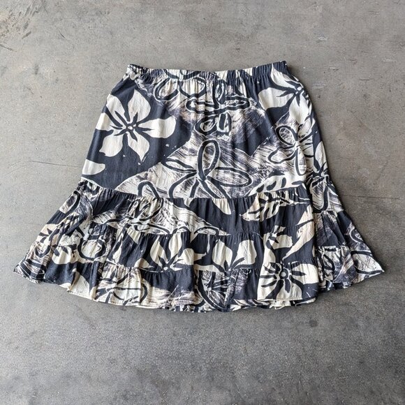 Jams World Black Ivory Sandshell Floral Tiered Mini Skirt large - Picture 2 of 10
